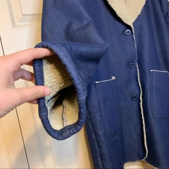 Madewell Sherpa denim cocoon coat - Picture 6 of 12